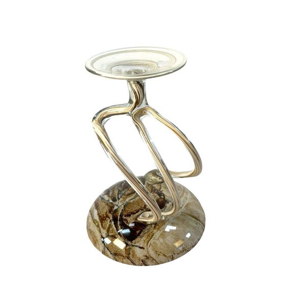 vint Jozefina Krosno Art Glass Jelly Fish 7'' Pedestal Bowl Dish made in Poland - Picture 8 of 12